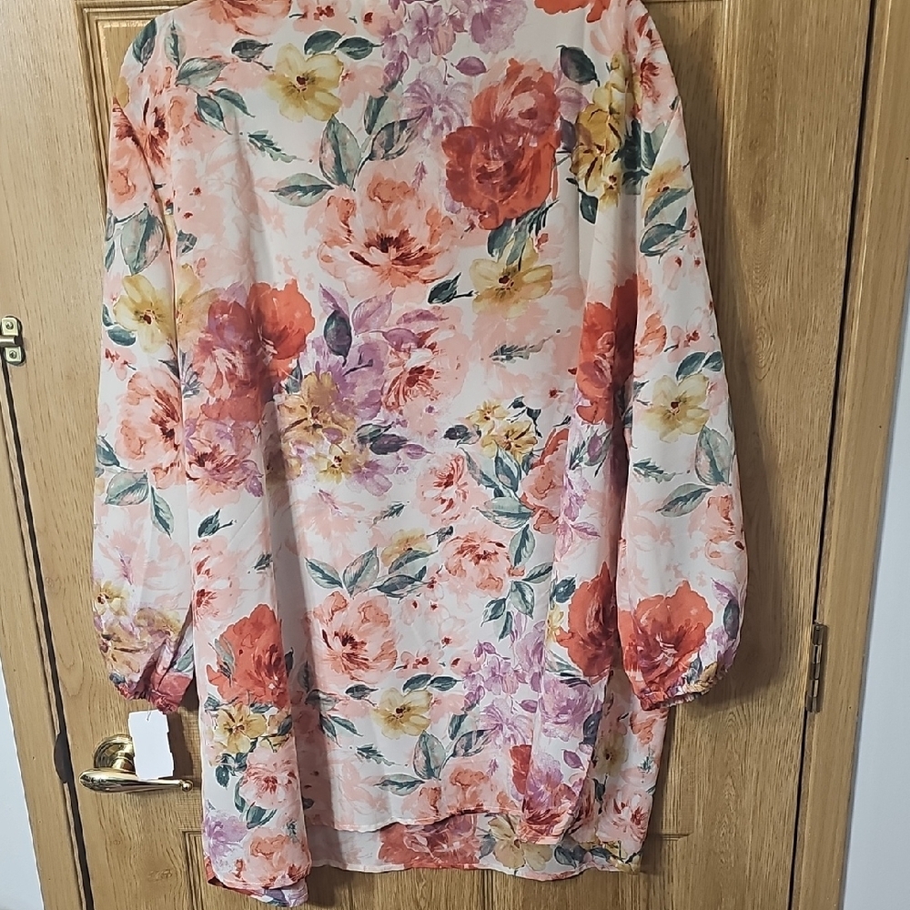 Serengeti Vibrant Floral Blouse - Pink, Orange, Purple - Picture 8 of 8